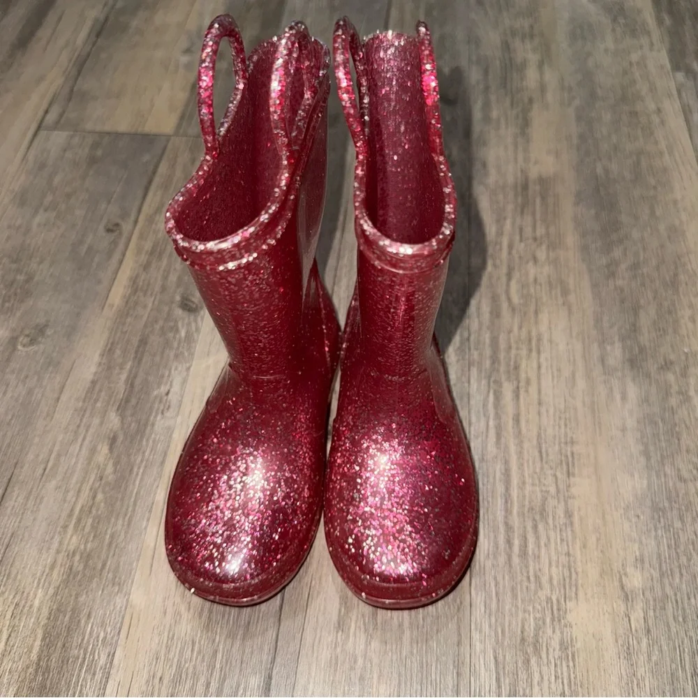 Glittery Pink Kids Rain Boots